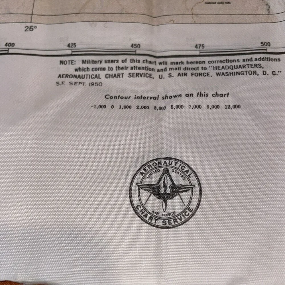 US Air Force Aeronautical Chart Service Cloth Map 1950 CL300 E & W Mediterranean